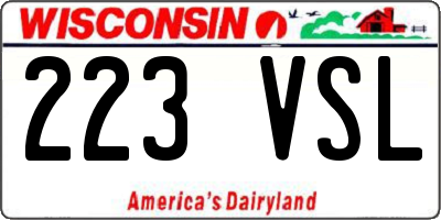 WI license plate 223VSL