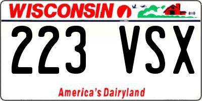 WI license plate 223VSX
