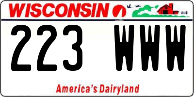 WI license plate 223WWW