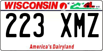 WI license plate 223XMZ