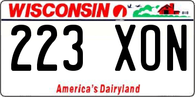 WI license plate 223XON