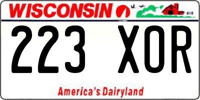 WI license plate 223XOR