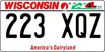 WI license plate 223XQZ