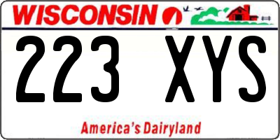 WI license plate 223XYS