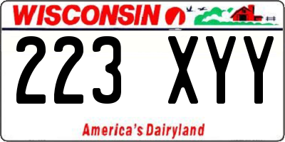 WI license plate 223XYY