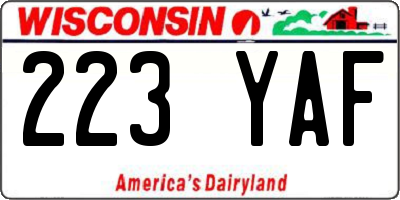 WI license plate 223YAF