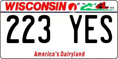 WI license plate 223YES