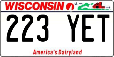 WI license plate 223YET