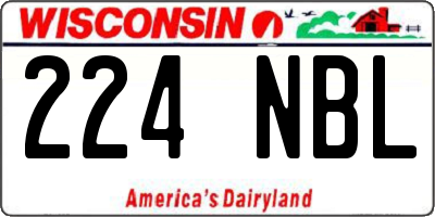 WI license plate 224NBL