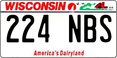WI license plate 224NBS