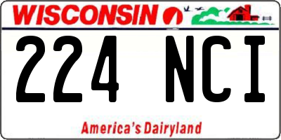 WI license plate 224NCI