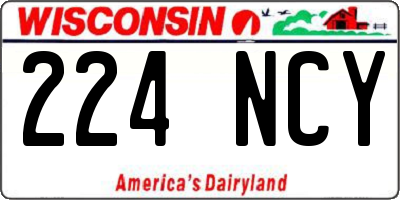 WI license plate 224NCY