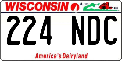 WI license plate 224NDC