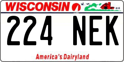 WI license plate 224NEK