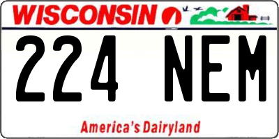 WI license plate 224NEM