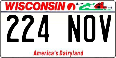 WI license plate 224NOV