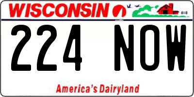 WI license plate 224NOW