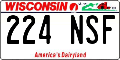 WI license plate 224NSF