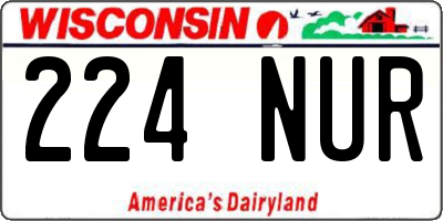 WI license plate 224NUR