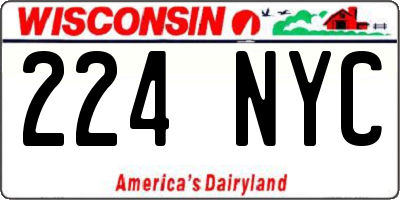 WI license plate 224NYC