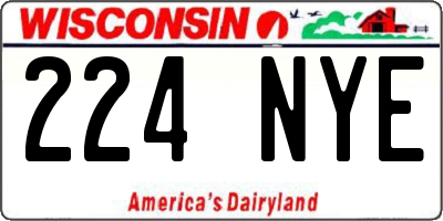 WI license plate 224NYE