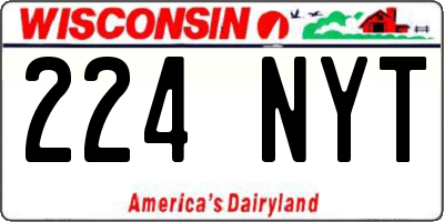 WI license plate 224NYT