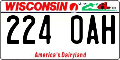 WI license plate 224OAH