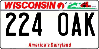 WI license plate 224OAK