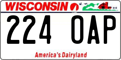 WI license plate 224OAP