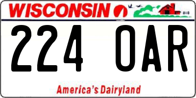 WI license plate 224OAR