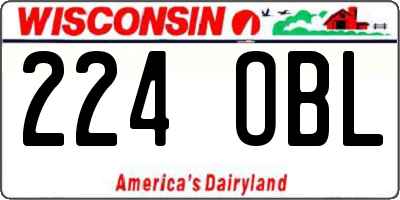 WI license plate 224OBL