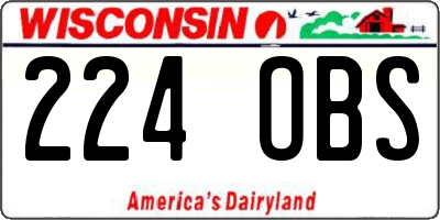 WI license plate 224OBS