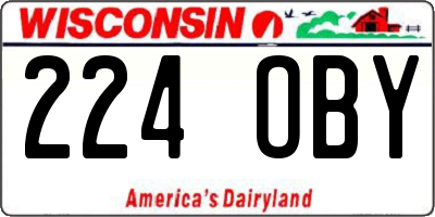 WI license plate 224OBY