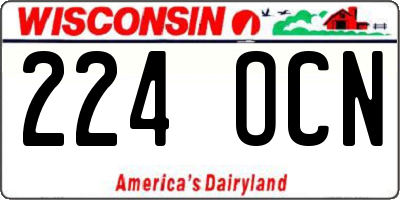 WI license plate 224OCN
