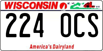 WI license plate 224OCS