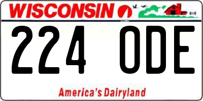 WI license plate 224ODE