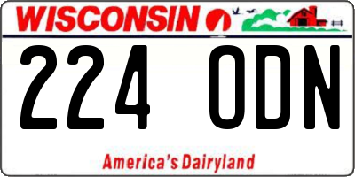 WI license plate 224ODN