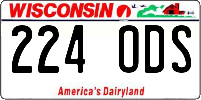 WI license plate 224ODS