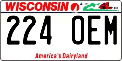 WI license plate 224OEM