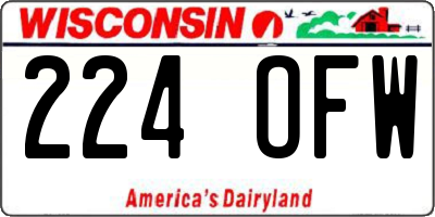 WI license plate 224OFW