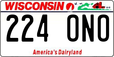 WI license plate 224ONO