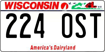 WI license plate 224OST