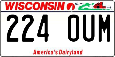 WI license plate 224OUM