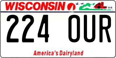 WI license plate 224OUR