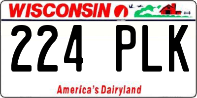 WI license plate 224PLK