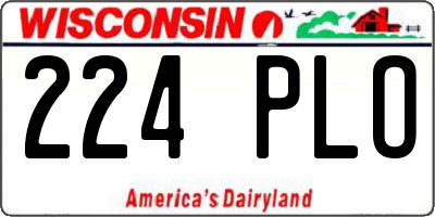 WI license plate 224PLO
