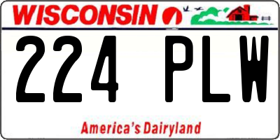WI license plate 224PLW