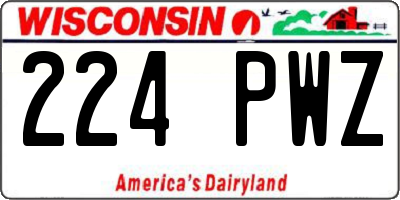WI license plate 224PWZ