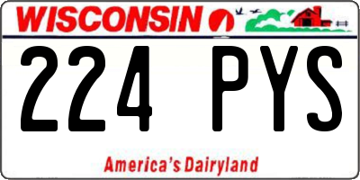 WI license plate 224PYS