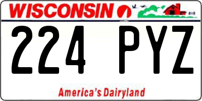 WI license plate 224PYZ